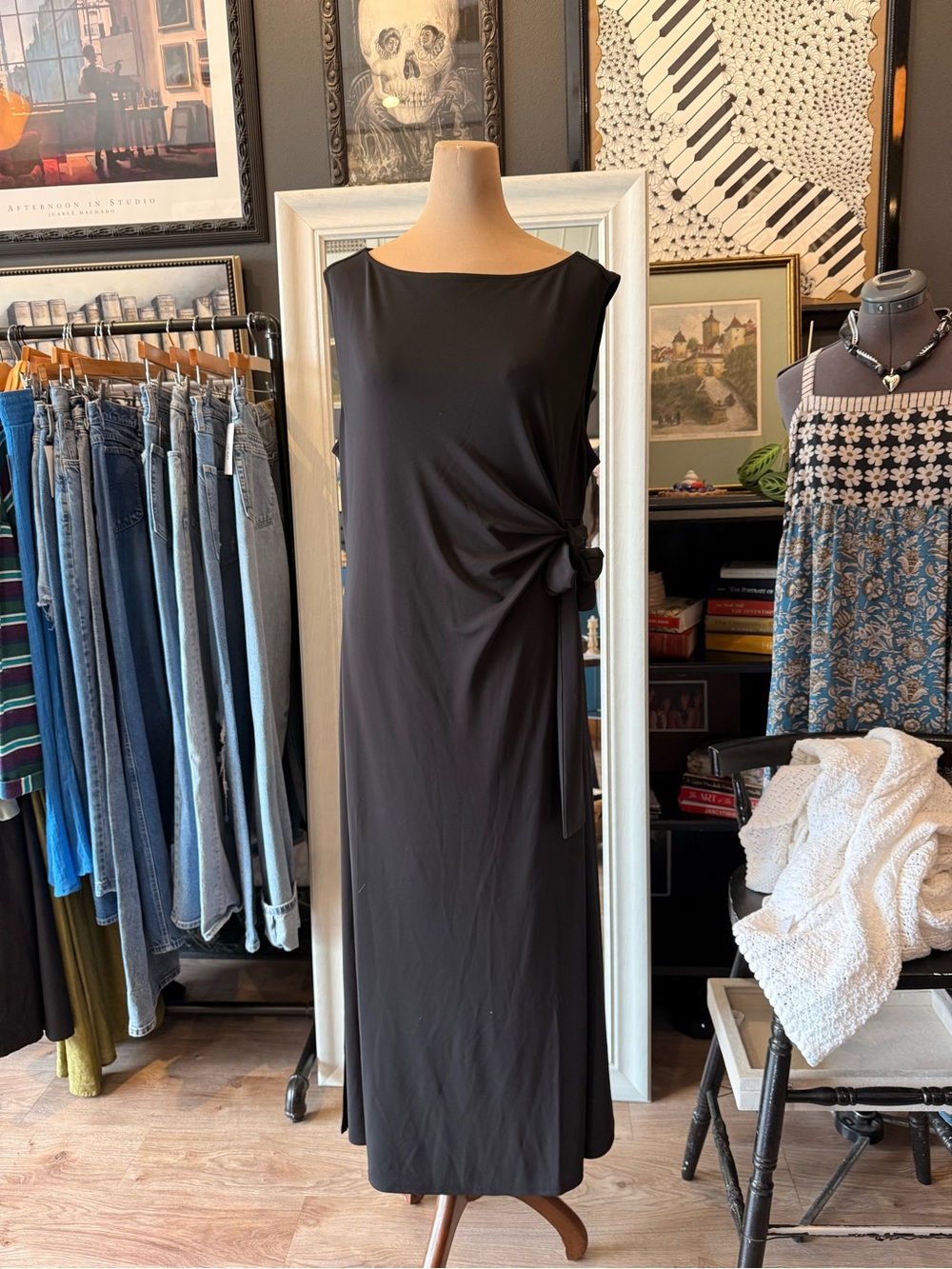 NIC+ZOE Black Sleeveless Maxi Dress with Side Knot